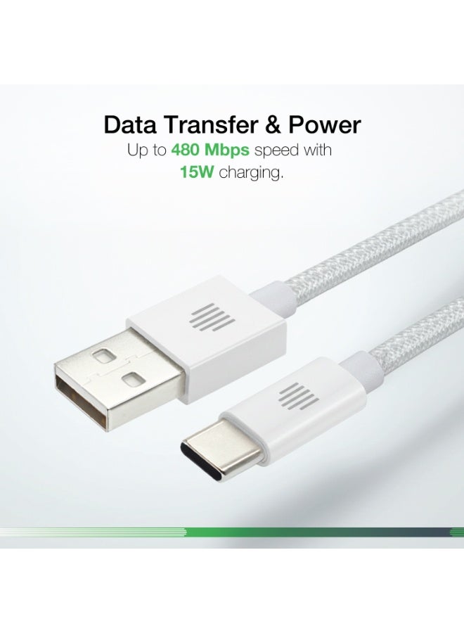 Dviced Cable USB-A to USB-C Nylon Textile 1,25m - White - Image 5