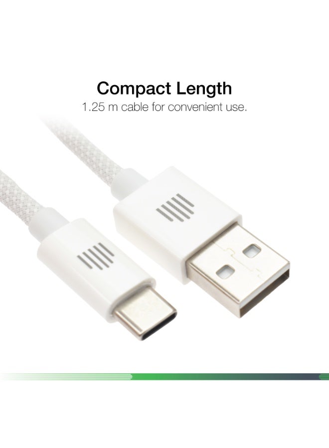 Dviced Cable USB-A to USB-C Nylon Textile 1,25m - White - Image 3