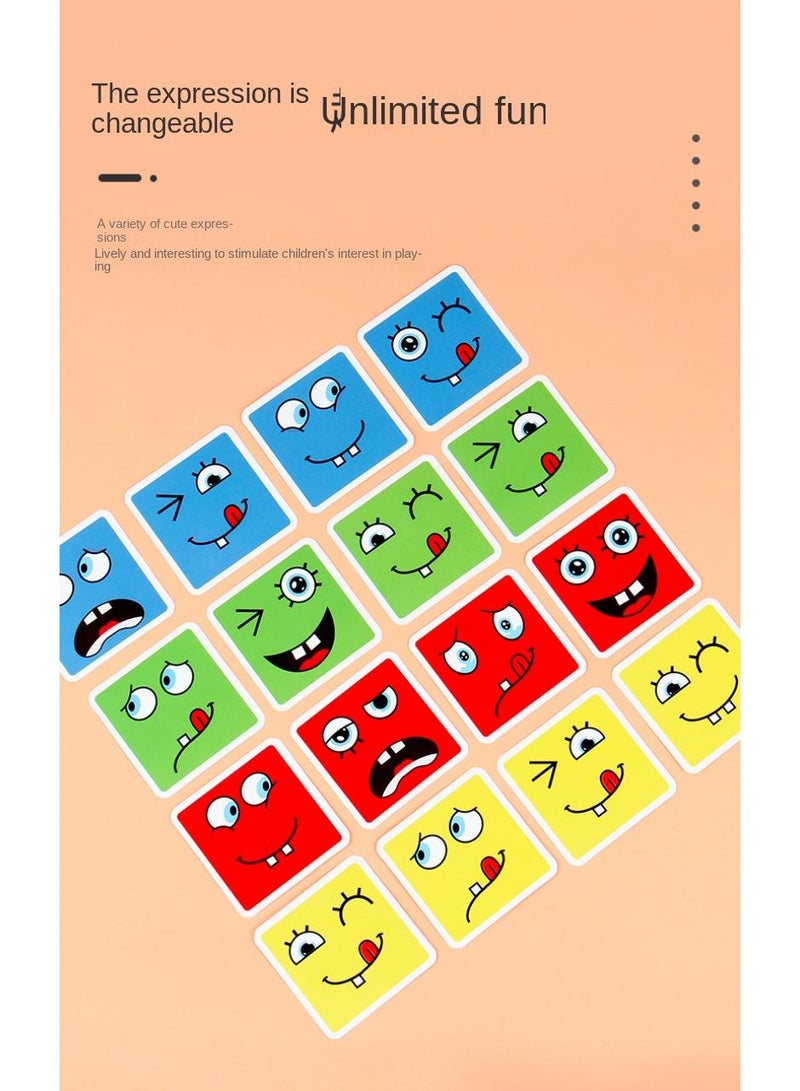 قوالب لغز التعبير، تغيير وجه خشبي لمكعبات روبيك لعبة تطابق التفكير المنطقي تدريب ألعاب الدماغ ألعاب لوح تعليم مونتسوري ألعاب الأطفال - Image 4