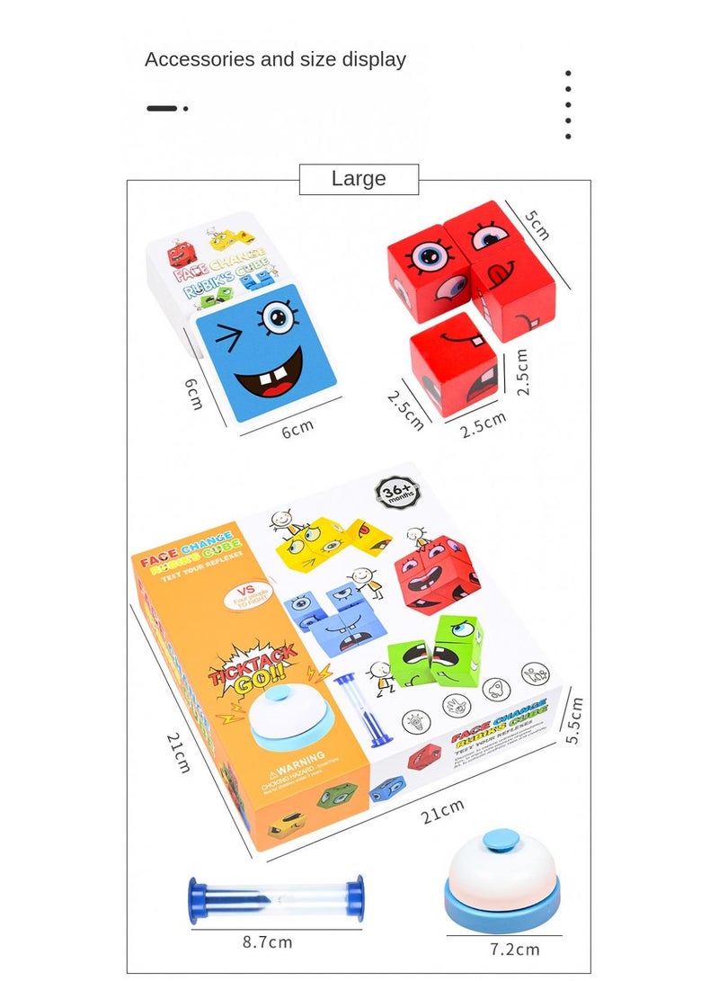 قوالب لغز التعبير، تغيير وجه خشبي لمكعبات روبيك لعبة تطابق التفكير المنطقي تدريب ألعاب الدماغ ألعاب لوح تعليم مونتسوري ألعاب الأطفال - Image 2