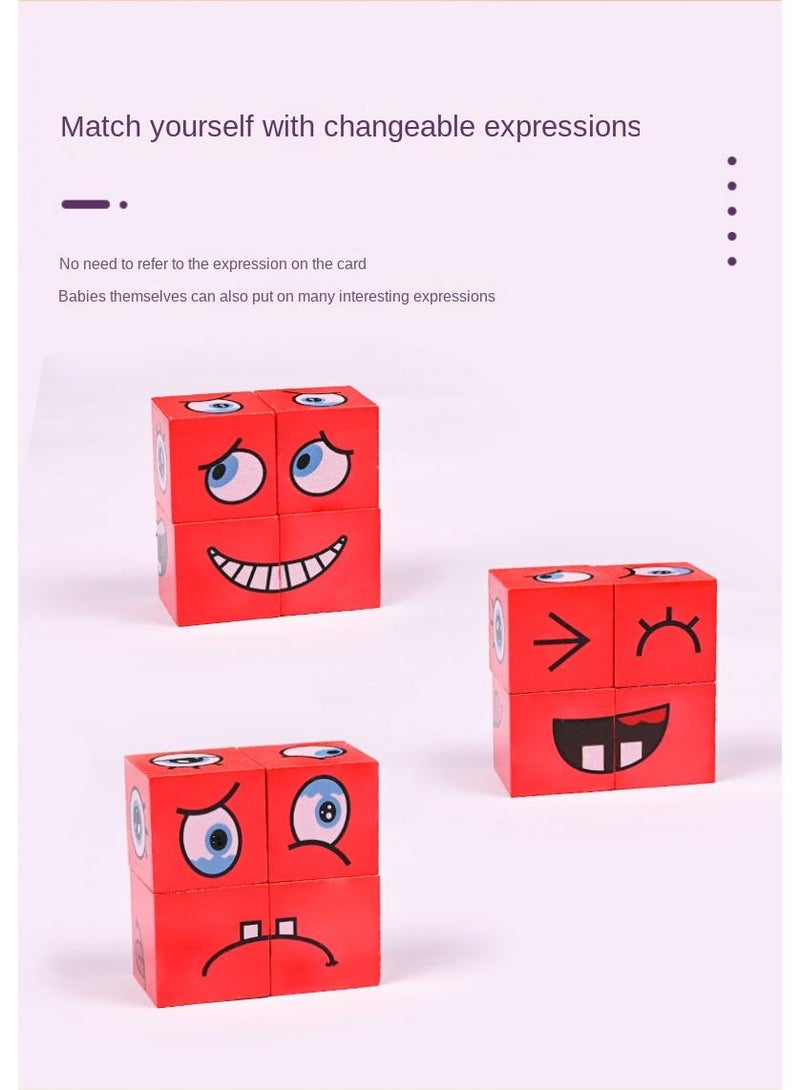 قوالب لغز التعبير، تغيير وجه خشبي لمكعبات روبيك لعبة تطابق التفكير المنطقي تدريب ألعاب الدماغ ألعاب لوح تعليم مونتسوري ألعاب الأطفال - Image 5