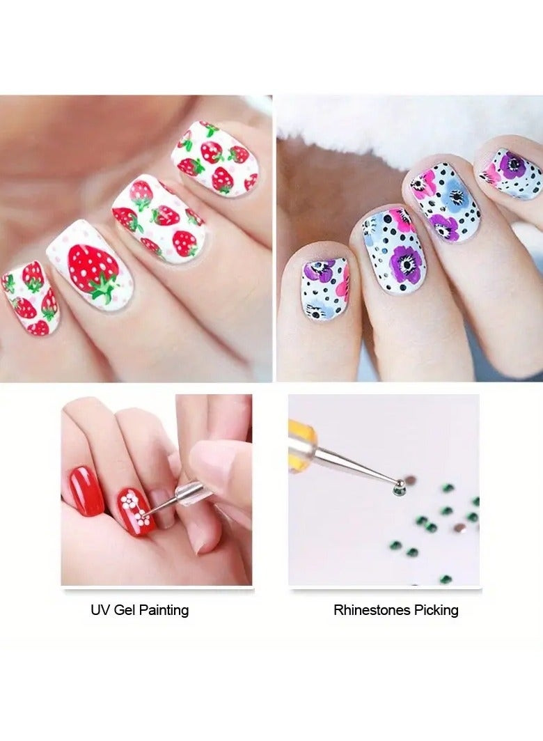 Goolsky 5pcs Dual-Ended Nail Art Pens Set - Hypoallergenic Silicone & Stainless Steel Dotting Tools for Acrylic, Marble Designs - Perfect for Manicurists and Nail Enthusiasts - Image 2