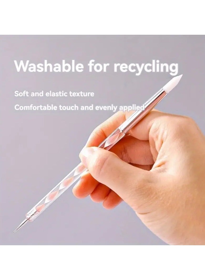 Goolsky 5pcs Dual-Ended Nail Art Pens Set - Hypoallergenic Silicone & Stainless Steel Dotting Tools for Acrylic, Marble Designs - Perfect for Manicurists and Nail Enthusiasts - Image 4