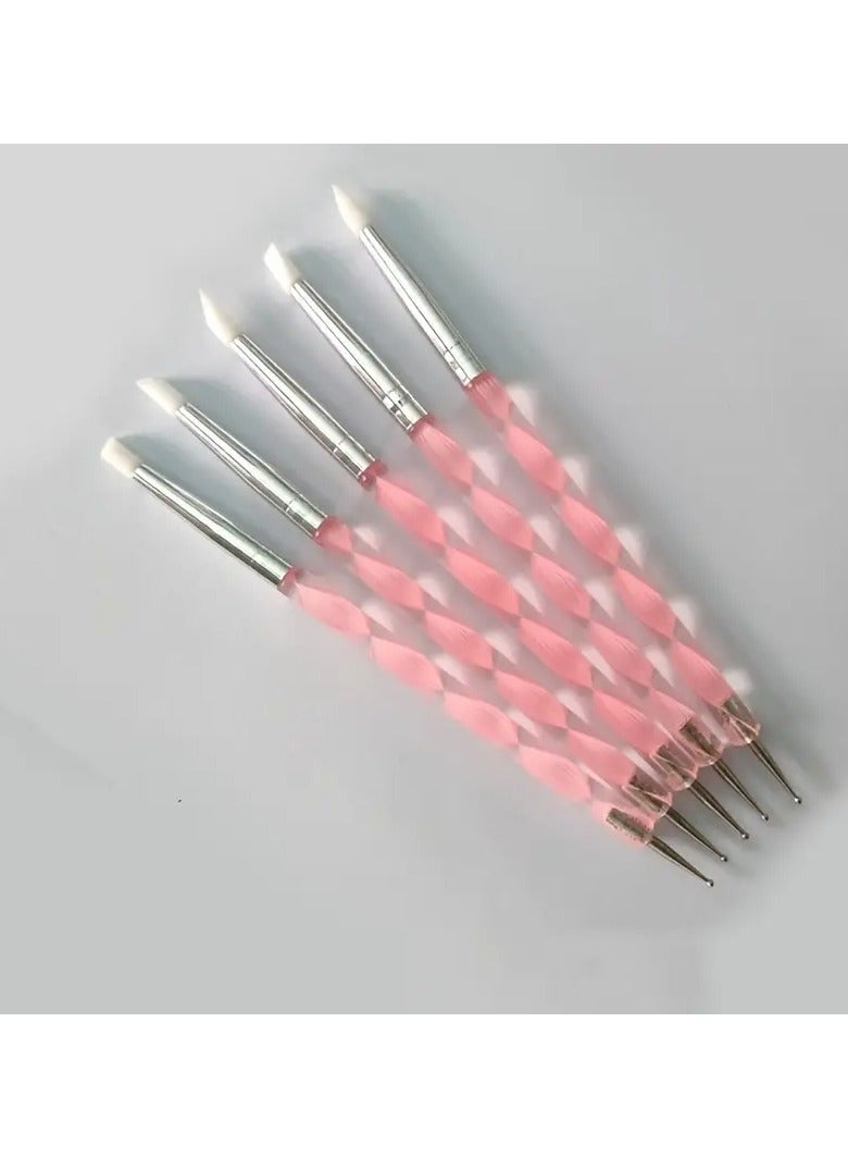 Goolsky 5pcs Dual-Ended Nail Art Pens Set - Hypoallergenic Silicone & Stainless Steel Dotting Tools for Acrylic, Marble Designs - Perfect for Manicurists and Nail Enthusiasts - Image 5
