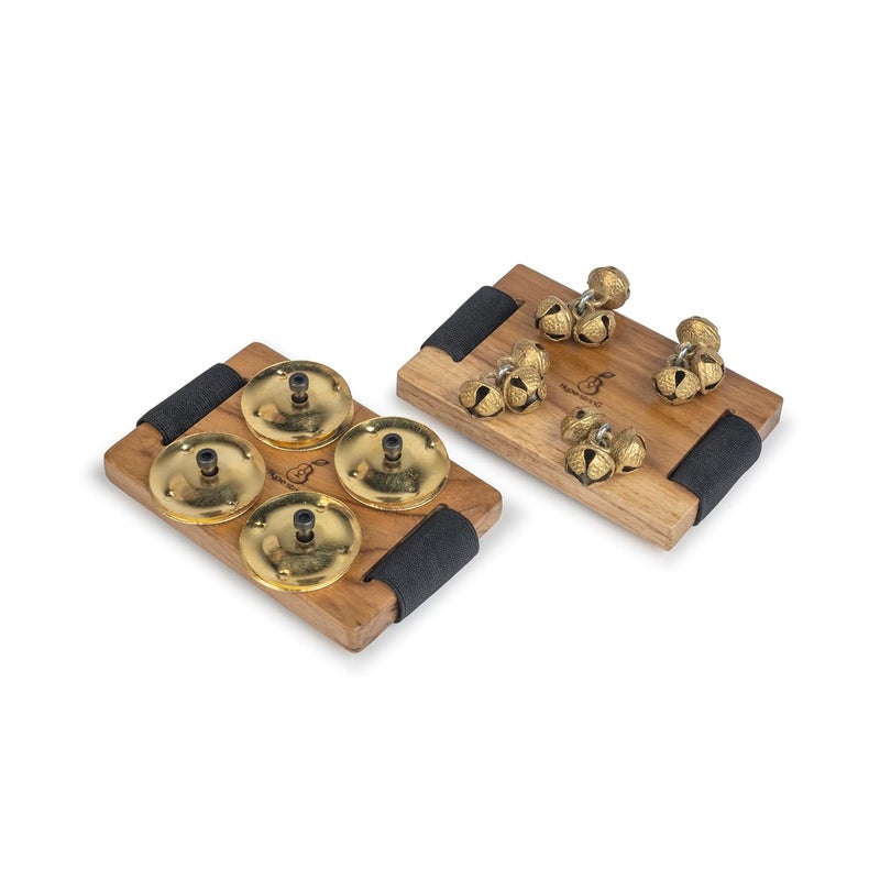 Hype String Foot Jingle Tambourine and Ghungroo || With Wooden Base and Brass Jingles || Perfect for Cajon, Guitar or Other Instruments Players - Image 1