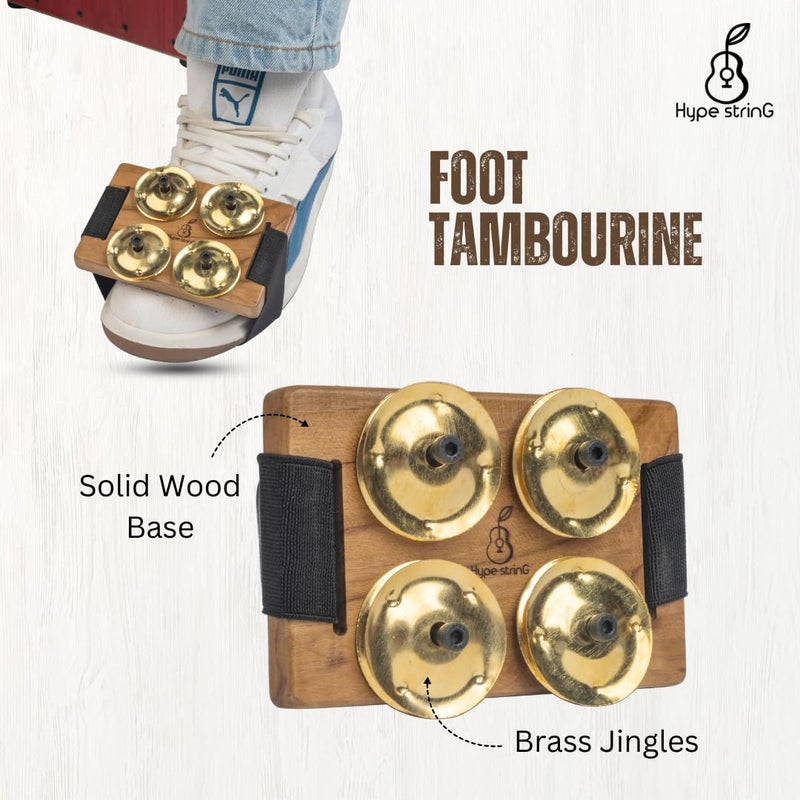 Hype String Foot Jingle Tambourine and Ghungroo || With Wooden Base and Brass Jingles || Perfect for Cajon, Guitar or Other Instruments Players - Image 4
