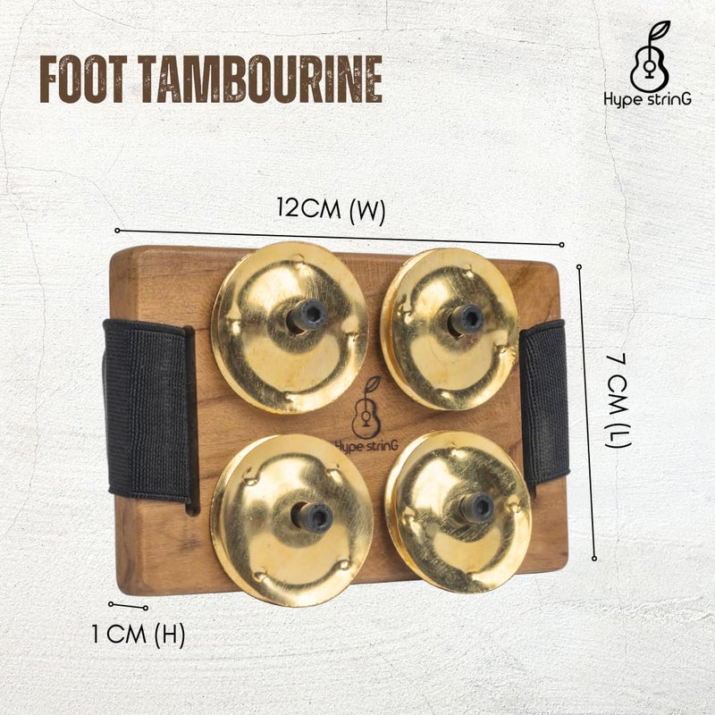 Hype String Foot Jingle Tambourine and Ghungroo || With Wooden Base and Brass Jingles || Perfect for Cajon, Guitar or Other Instruments Players - Image 5