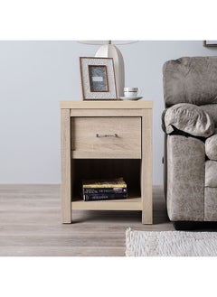 DANUBE HOME Verano End Table Multifunctional Living Room Table Space Saving Side Table Modern Design Furniture for Home Bedroom L 48 x W 45.5 x H 65 cm White Oak  - Image 1
