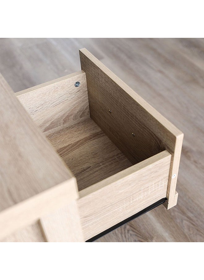 DANUBE HOME Verano End Table Multifunctional Living Room Table Space Saving Side Table Modern Design Furniture for Home Bedroom L 48 x W 45.5 x H 65 cm White Oak  - Image 5