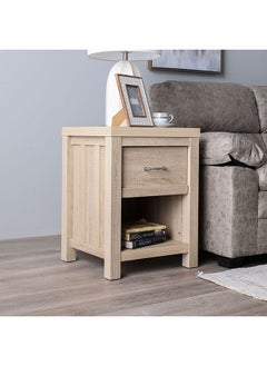 DANUBE HOME Verano End Table Multifunctional Living Room Table Space Saving Side Table Modern Design Furniture for Home Bedroom L 48 x W 45.5 x H 65 cm White Oak  - Image 2