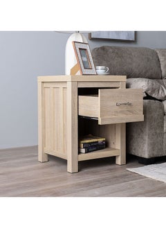 DANUBE HOME Verano End Table Multifunctional Living Room Table Space Saving Side Table Modern Design Furniture for Home Bedroom L 48 x W 45.5 x H 65 cm White Oak  - Image 3