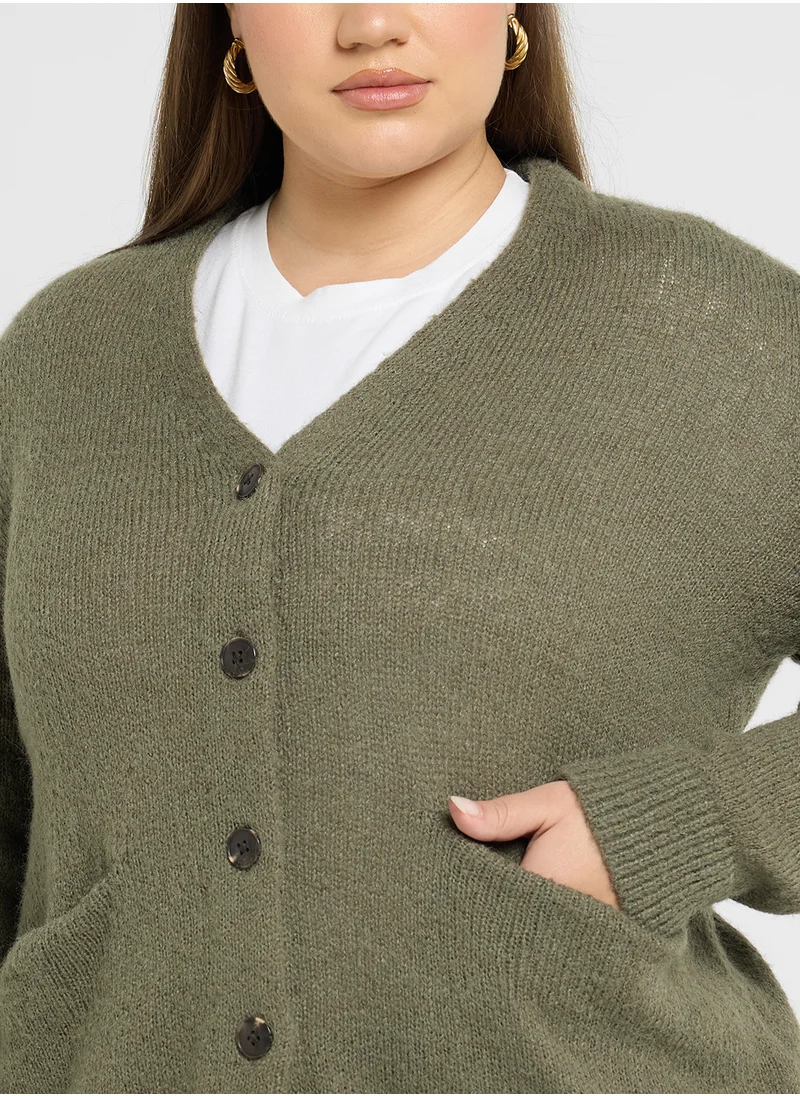 Only Carmakoma Pocket Detail Knitted Cardigan