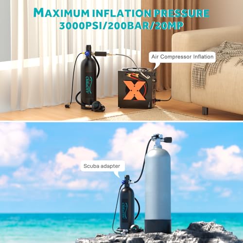 CHIKADIV Scuba Tank, DOT Certified Mini Scuba Tank Made of Aviation Aluminum Dive Portable Lungs with 25-30mins Diving timeLung Tank Set Suitable Within 10m, for Underwater Exploration (B Black) - Image 5