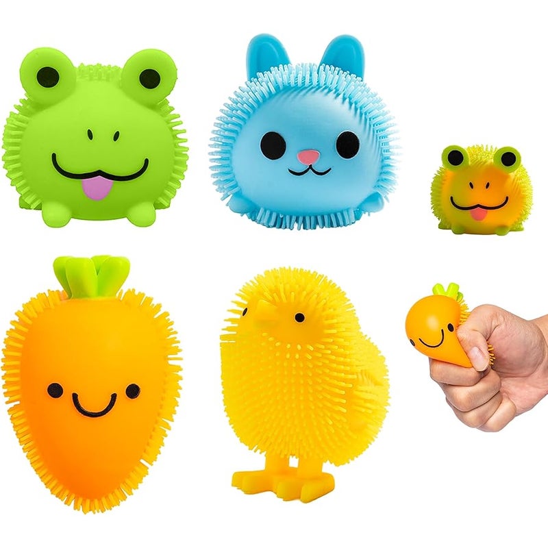 Cool Things Corp Light Up Squishy Puffer Toys for Kids, 4-Pack Bop-to-Glow Sensory Squishies, Soft Spiky Stress Relief Fidget Toys for Party Favors, Classroom Prizes, Goodie Bags & Basket Stuffers - Image 1