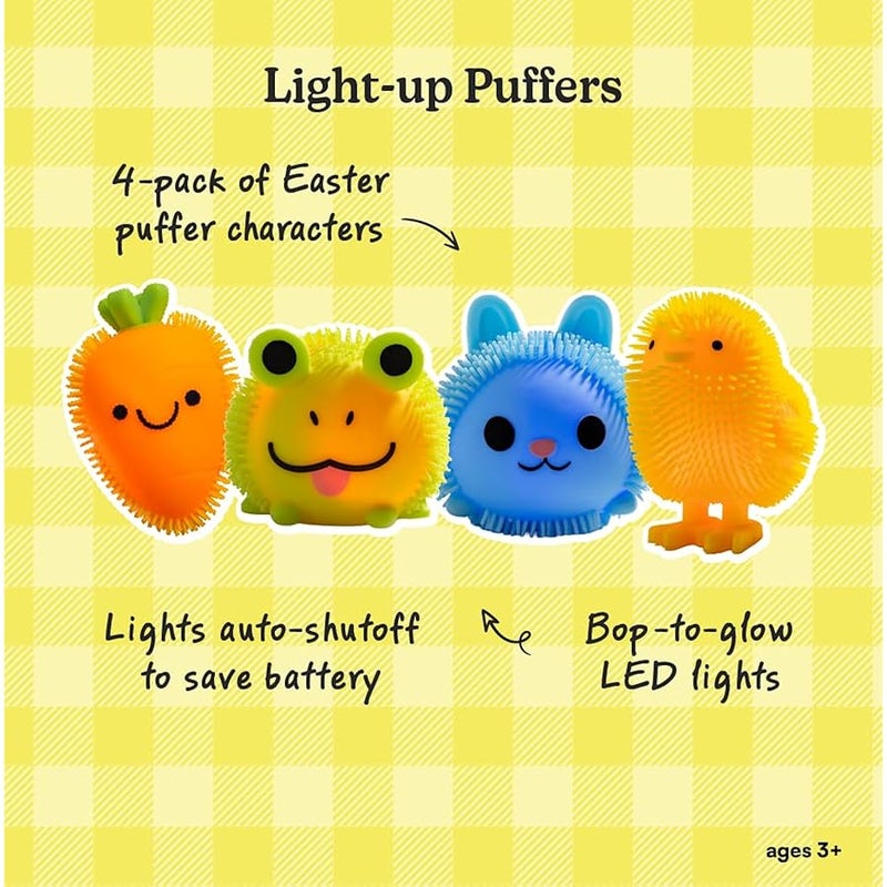 Cool Things Corp Light Up Squishy Puffer Toys for Kids, 4-Pack Bop-to-Glow Sensory Squishies, Soft Spiky Stress Relief Fidget Toys for Party Favors, Classroom Prizes, Goodie Bags & Basket Stuffers - Image 2