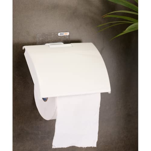 SF - Stick Fast Self-Adhesive Toilet Paper Holder With 3M Sticker For Wall Mount Tissue Paper Roll Dispenser For Kitchen & Bathroom (White) - Image 1