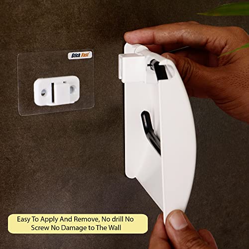 SF - Stick Fast Self-Adhesive Toilet Paper Holder With 3M Sticker For Wall Mount Tissue Paper Roll Dispenser For Kitchen & Bathroom (White) - Image 2