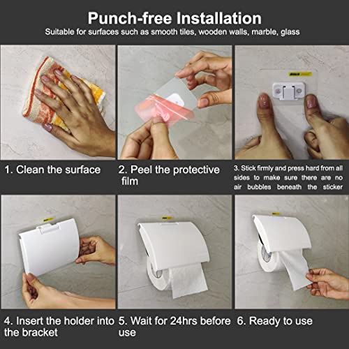 SF - Stick Fast Self-Adhesive Toilet Paper Holder With 3M Sticker For Wall Mount Tissue Paper Roll Dispenser For Kitchen & Bathroom (White) - Image 5