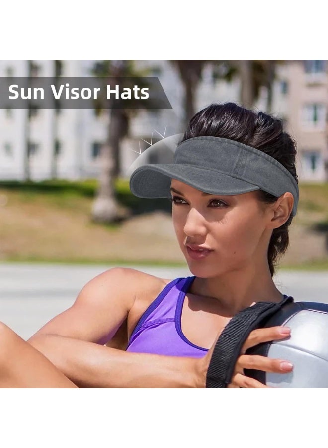 Generic Sport Sun Visor Hats, Cotton Ball Caps Empty Top Baseball Sun Cap Unisex Visor Hat for Men and Women Visor Protection Brim Peak Vizor for Golf, Tennis, Cycling, Running (Black) - Image 5