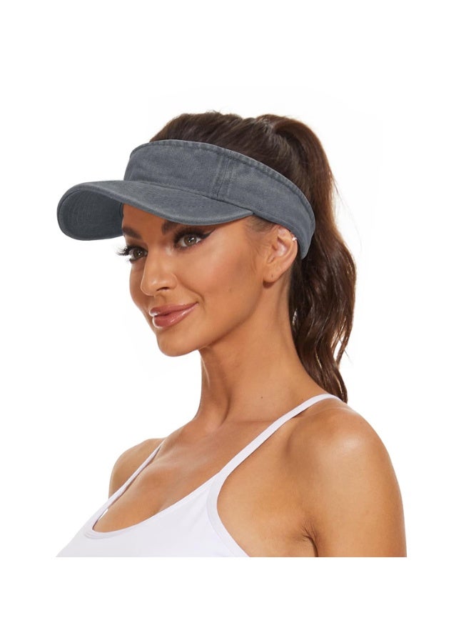 Generic Sport Sun Visor Hats, Cotton Ball Caps Empty Top Baseball Sun Cap Unisex Visor Hat for Men and Women Visor Protection Brim Peak Vizor for Golf, Tennis, Cycling, Running (Black) - Image 3
