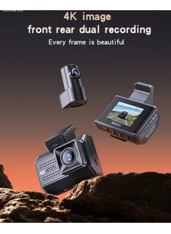 شاشة كبيرة بدقة 4K، تسجيل مزدوج أمامي وخلفي، مشغلات اهتزاز، مسجل قيادة - Image 2
