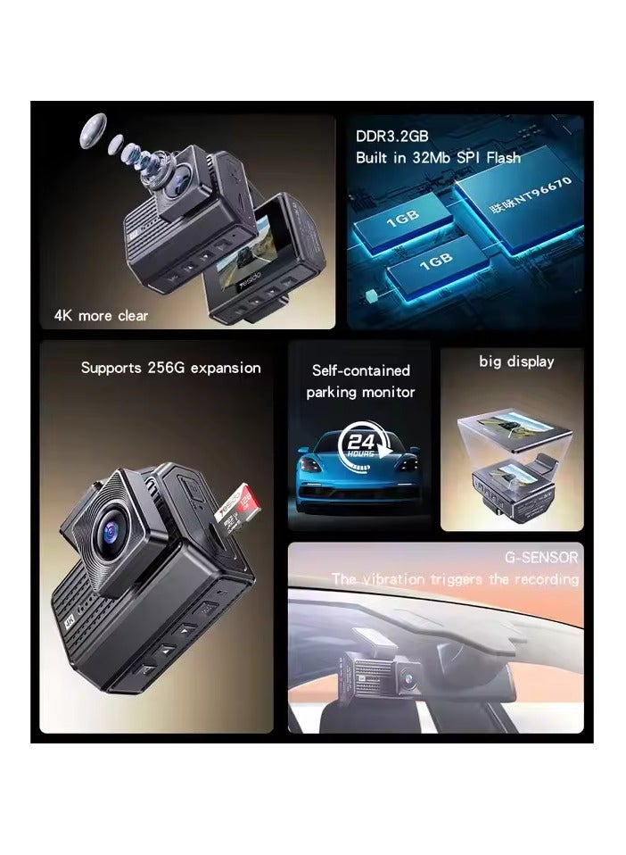 شاشة كبيرة بدقة 4K، تسجيل مزدوج أمامي وخلفي، مشغلات اهتزاز، مسجل قيادة - Image 4
