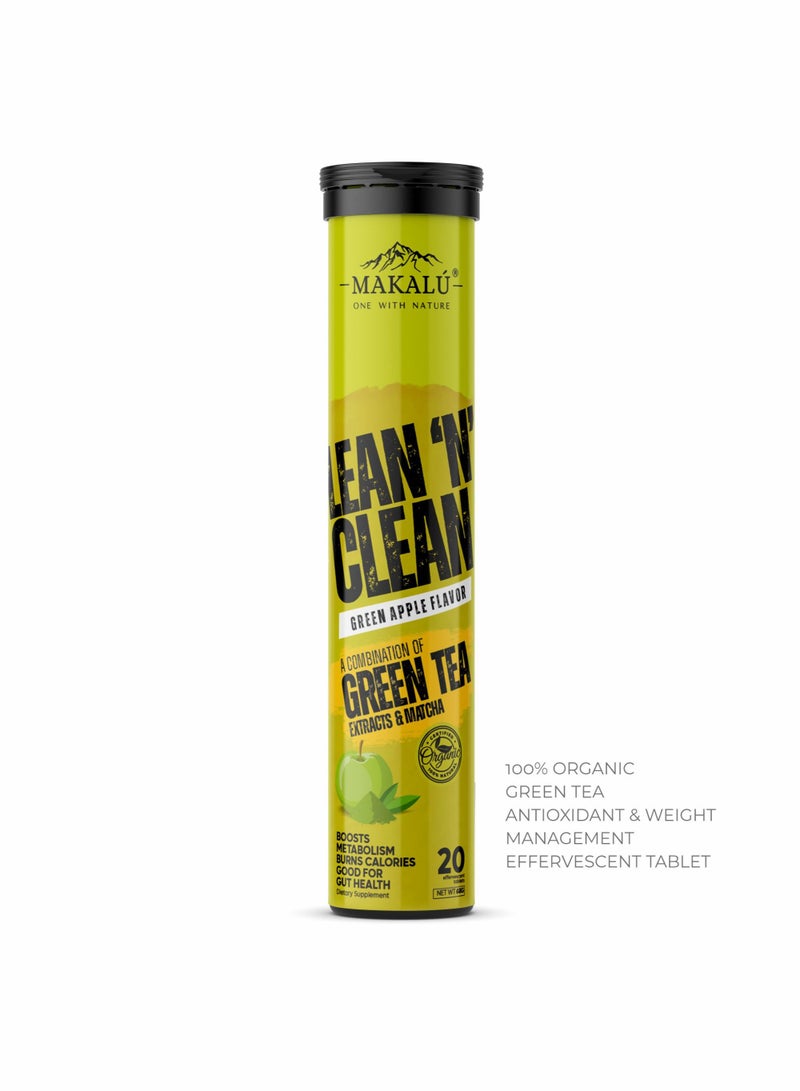 ماكولو قرص فوارة من Makalu Lean N Clean 100٪ شاي أخضر عضوي مضاد للأكسدة وإدارة الوزن (عبوة من 1) - Image 1