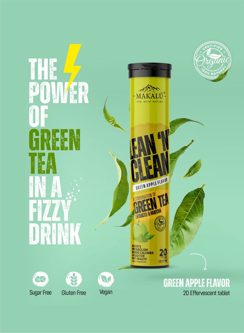 ماكولو قرص فوارة من Makalu Lean N Clean 100٪ شاي أخضر عضوي مضاد للأكسدة وإدارة الوزن (عبوة من 1) - Image 3
