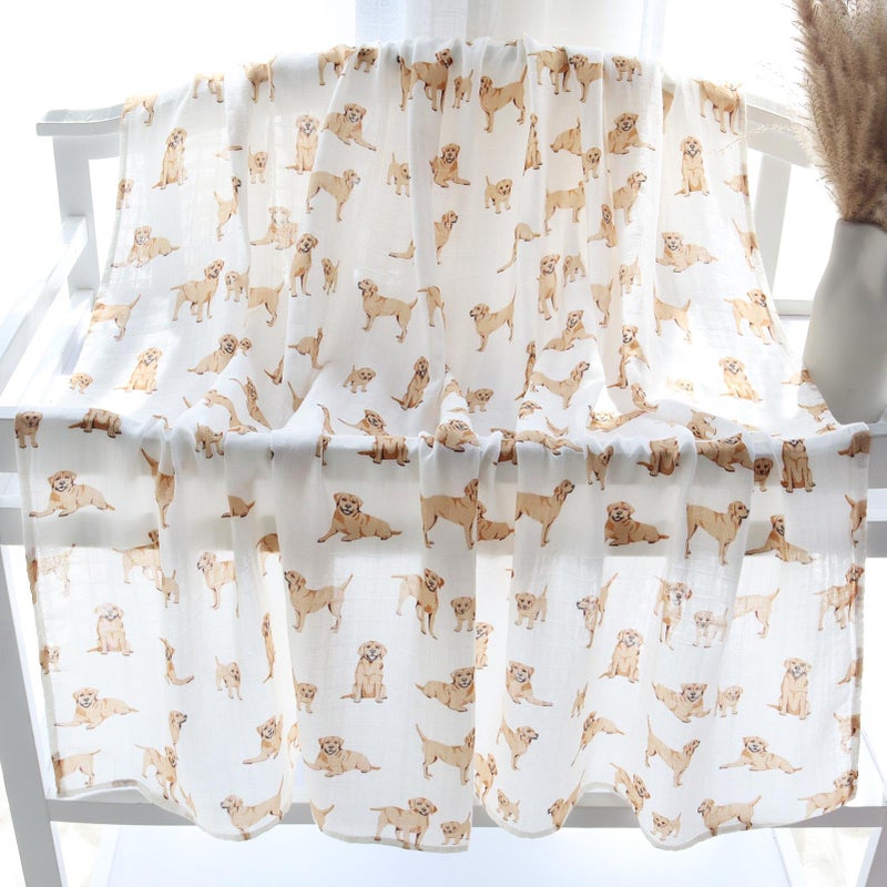 Lifetree Baby Swaddle Blankets Dog Pattern  Muslin Blankets Boys Girls Swaddling Wrap Receiving Blanket For Newborn  70% Viscose From Bamboo And 30% Cotton  Large 47"" X 47""  Labrador - Image 5