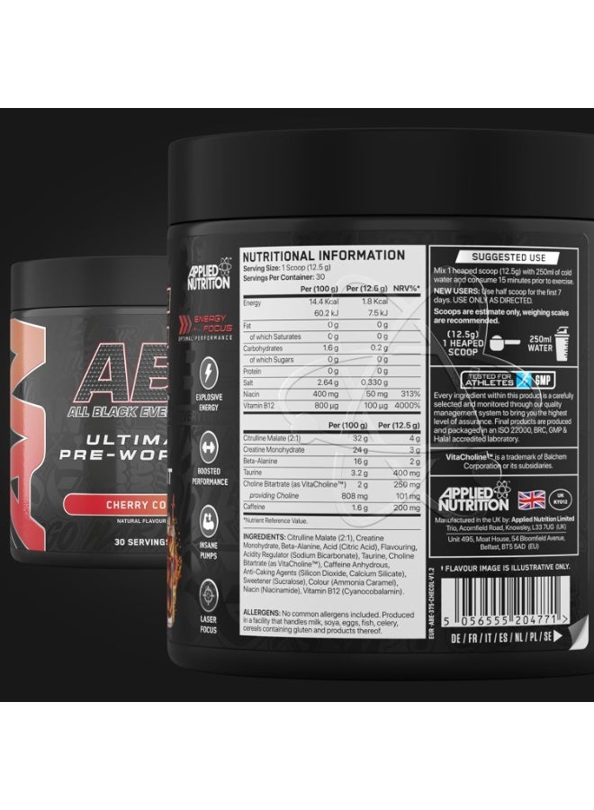 أبلايد نيوتريشن مكمل غذائي Abe Ultimate Preworkout بنكهة الكرز والكولا، 375 غرام، 30 - Image 3