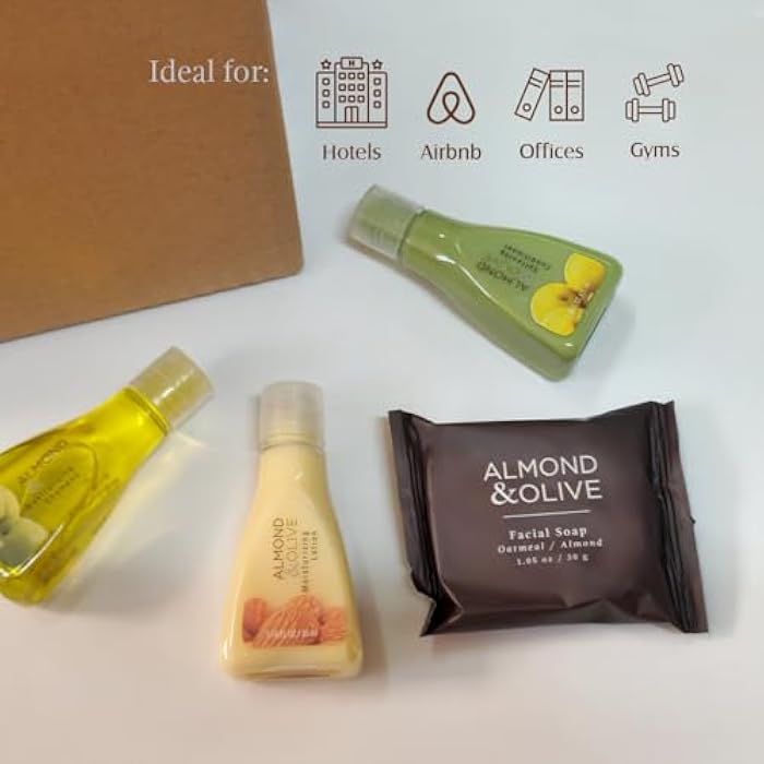 | Hotel Toiletries Kit 288 pcs – Almond & Olive – Shampoo & Conditioner – Travel Size Bulk Amenities for Airbnb, Motel, Hospitality & Guest Rooms - Image 5