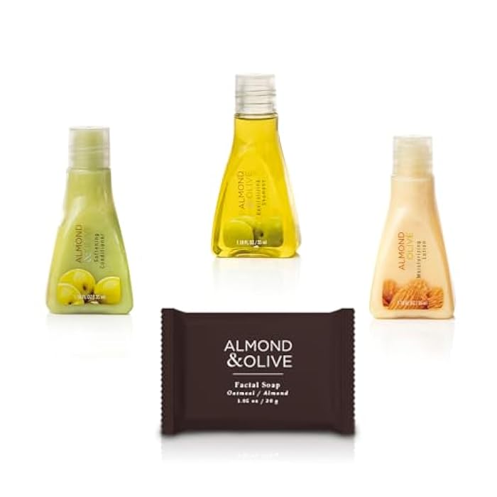 | Hotel Toiletries Kit 288 pcs – Almond & Olive – Shampoo & Conditioner – Travel Size Bulk Amenities for Airbnb, Motel, Hospitality & Guest Rooms - Image 2