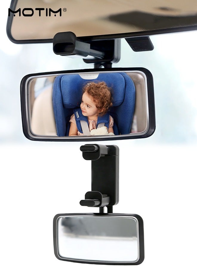 Motim Car Rear View Mirror Baby Safety Mirror, Safety First Mirror for Rear Facing Baby, Facing Child Seat, Adjustable Baby Car Mirror for Baby Back Seat Child Seats,  Wide Field of View, Shatterproof - Image 1