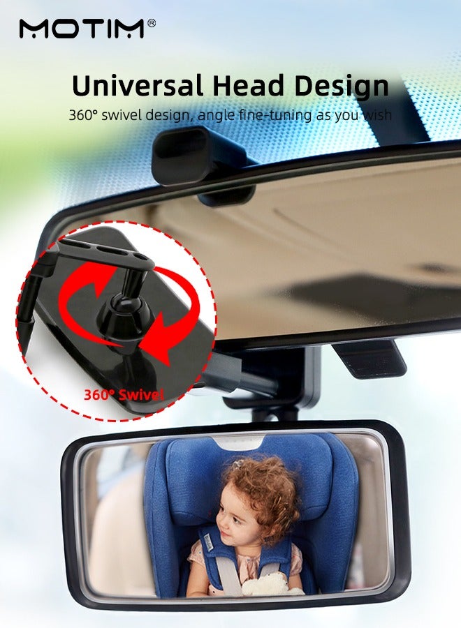 Motim Car Rear View Mirror Baby Safety Mirror, Safety First Mirror for Rear Facing Baby, Facing Child Seat, Adjustable Baby Car Mirror for Baby Back Seat Child Seats,  Wide Field of View, Shatterproof - Image 3
