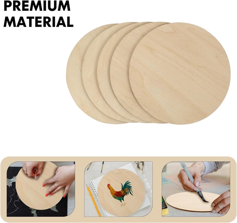 Healifty 5pcs DIY Wooden Boards Round Wood Circles Unfinished Blank Wood Discs 15cm Diameter 3mm Thick for Craft Projects and Woodcrafts - Image 3