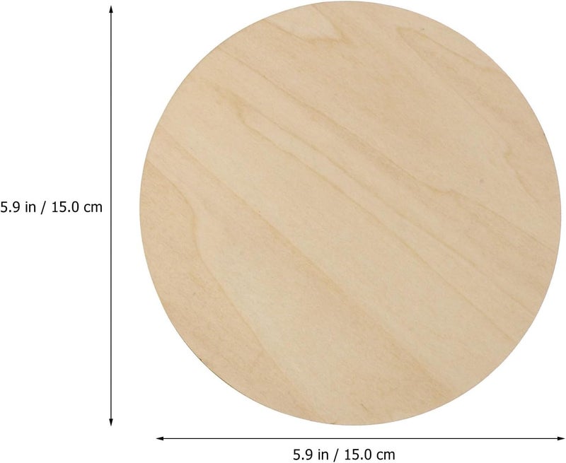 Healifty 5pcs DIY Wooden Boards Round Wood Circles Unfinished Blank Wood Discs 15cm Diameter 3mm Thick for Craft Projects and Woodcrafts - Image 2