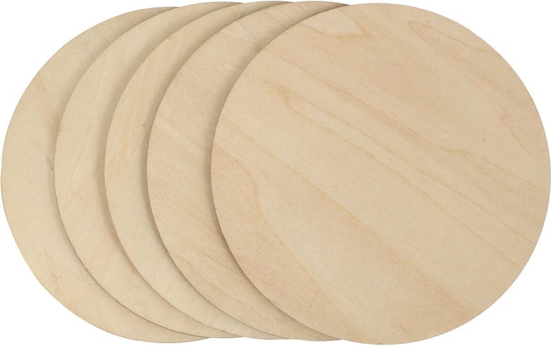 Healifty 5pcs DIY Wooden Boards Round Wood Circles Unfinished Blank Wood Discs 15cm Diameter 3mm Thick for Craft Projects and Woodcrafts - Image 1