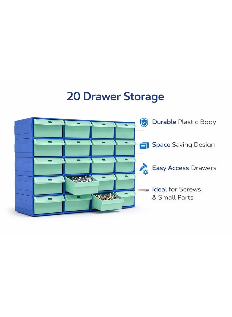 Blue 20-Drawer Organizer with Mint Pull-Out Drawers - Image 4