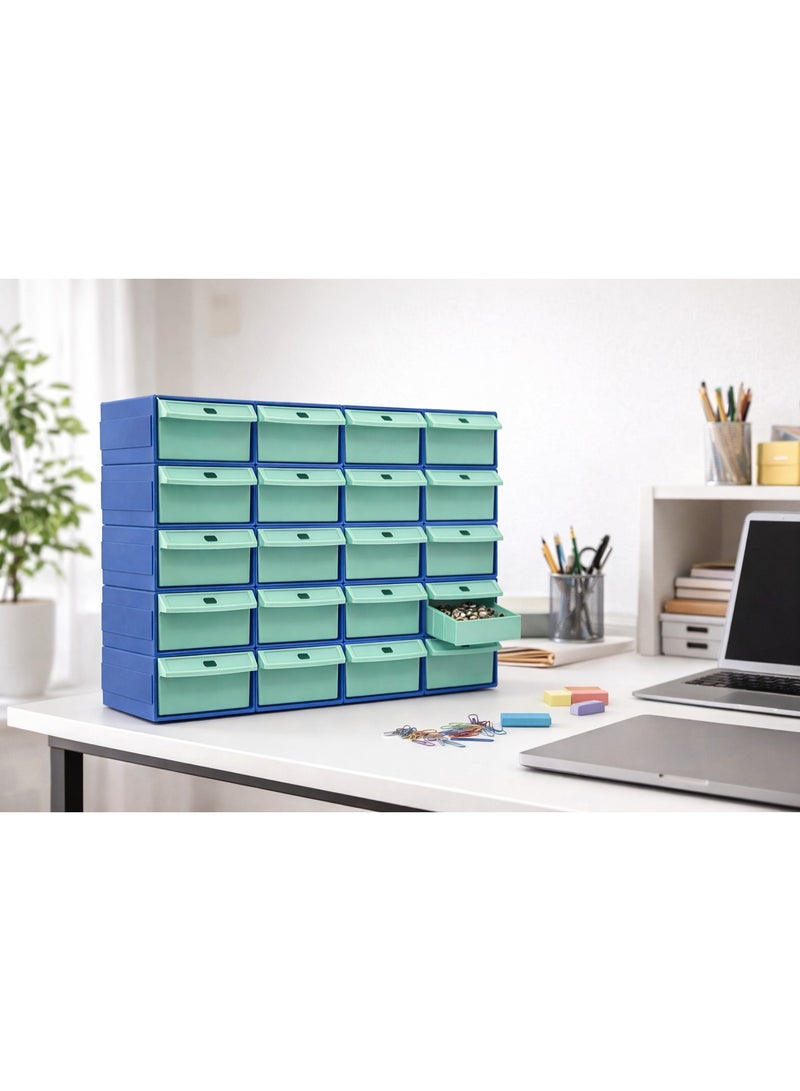 Blue 20-Drawer Organizer with Mint Pull-Out Drawers - Image 3