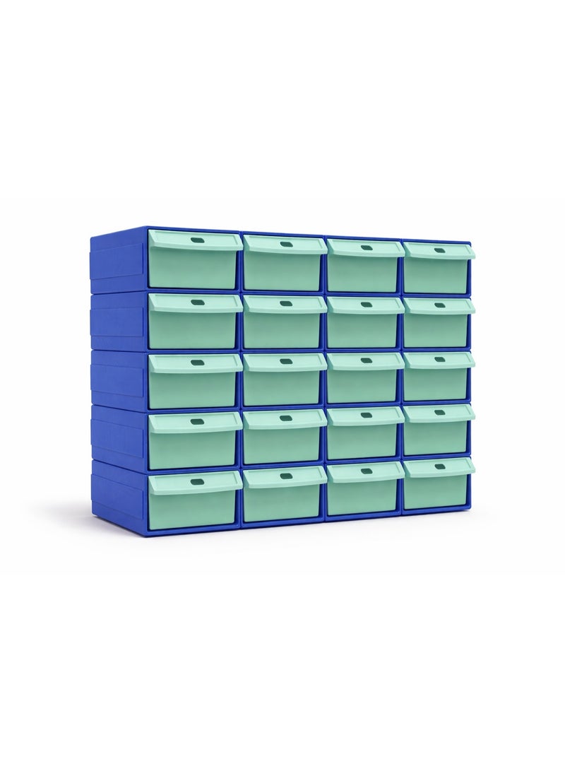 Blue 20-Drawer Organizer with Mint Pull-Out Drawers - Image 5