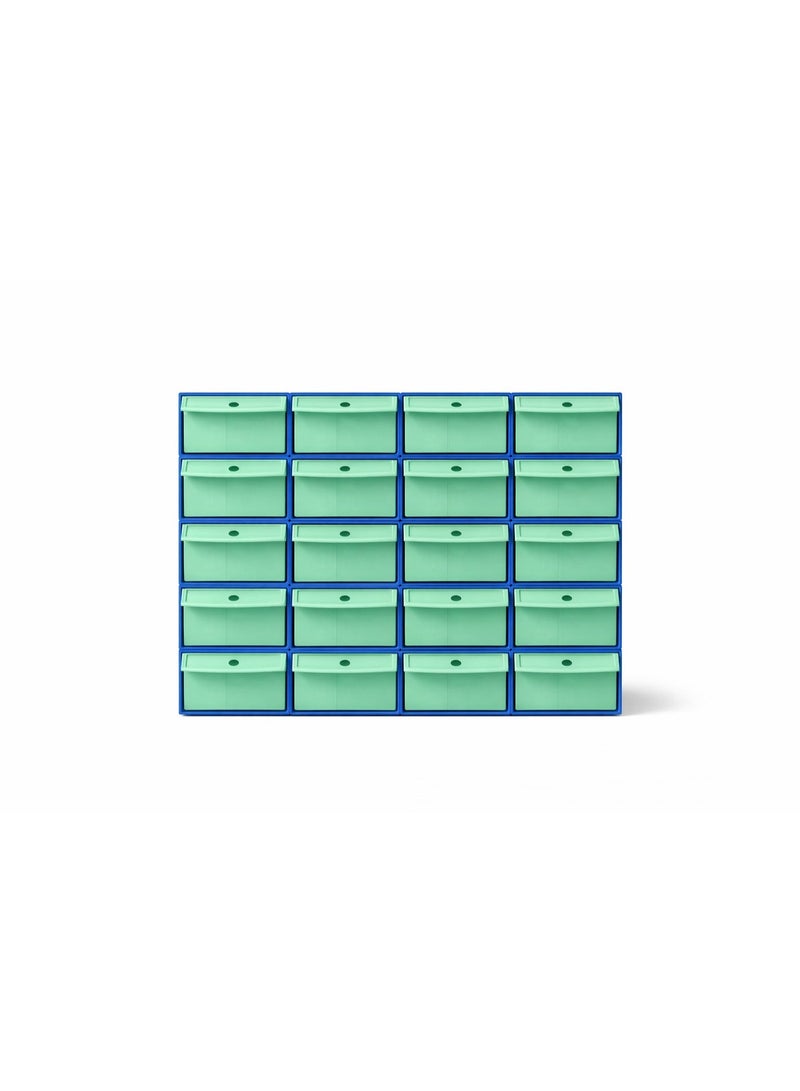 Blue 20-Drawer Organizer with Mint Pull-Out Drawers - Image 1