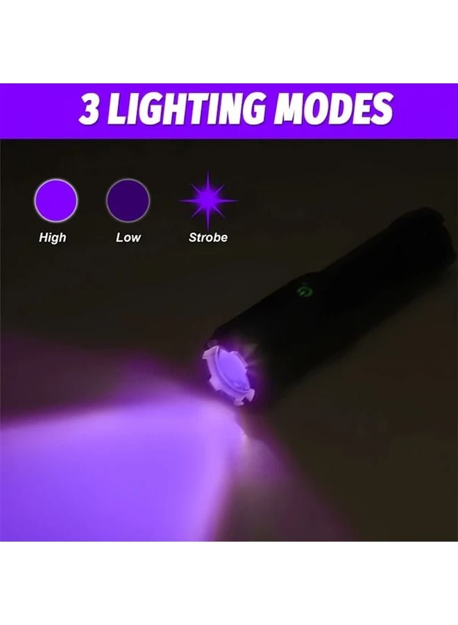 Rechargeable UV Flashlight Portable 395NM Black Light With 3 Modes USB Zoomable For Detection Outdoor - Image 5