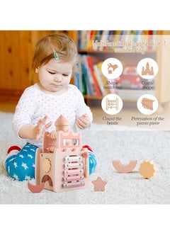 M MIAOYAN 9 in 1 Wooden Activity Cube, Montessori Toys for Boys and Girls Ages 3+, Multifunctional Educational Sensory Learning Toy for Babies with Mirror, Educational Multifunctional Toy  - Image 3