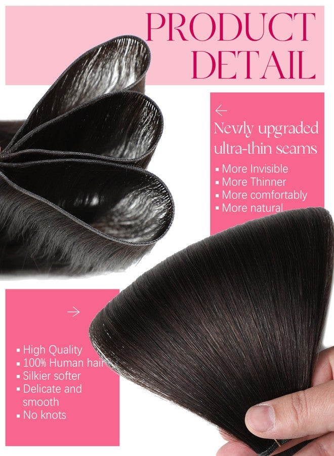 Lacer Sew in Hair Extensions Real Human Hair 18 Inch Genius Wefts Hair Extensions Darkest Brown Remy Human Hair Extensions Invisible Genius Wefts One Piece Natural Hair for Women 50G - Image 2
