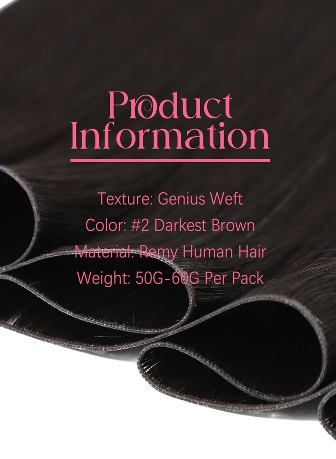 Lacer Sew in Hair Extensions Real Human Hair 18 Inch Genius Wefts Hair Extensions Darkest Brown Remy Human Hair Extensions Invisible Genius Wefts One Piece Natural Hair for Women 50G - Image 3