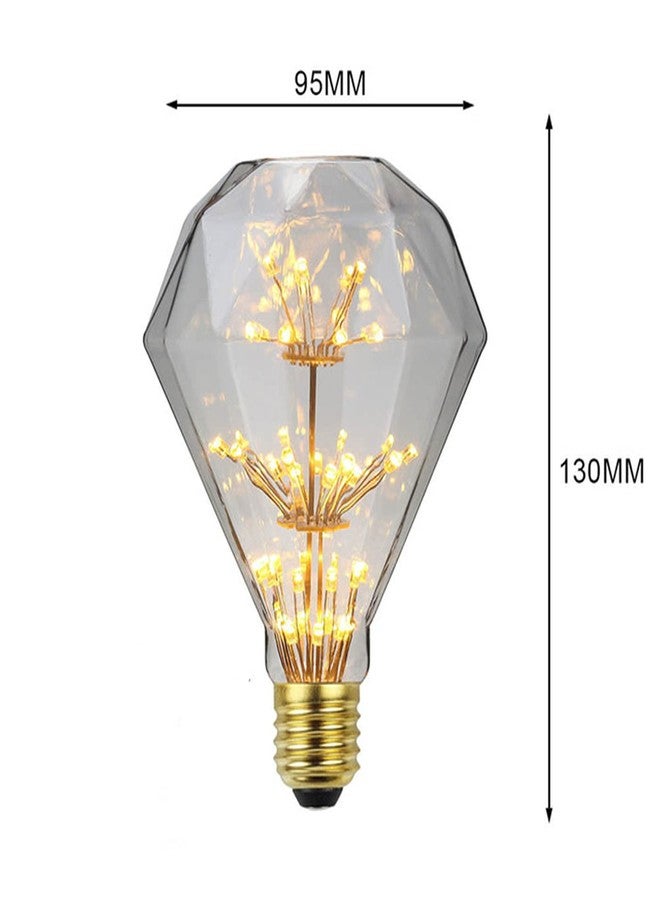 Qixivcom 2-Packs 3W D95 Retro LED Edison Bulbs E26 Led Starry Light Bulb Vintage Diamond LED Decorative Firework Light Bulb D95 Starlight Bulb 2300K Warm White Antique Bulb for Bedroom Living Room - Image 2