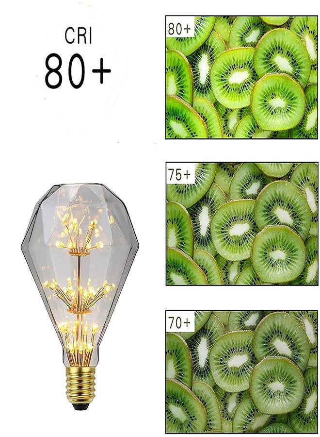 Qixivcom 2-Packs 3W D95 Retro LED Edison Bulbs E26 Led Starry Light Bulb Vintage Diamond LED Decorative Firework Light Bulb D95 Starlight Bulb 2300K Warm White Antique Bulb for Bedroom Living Room - Image 5