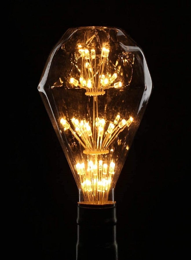 Qixivcom 2-Packs 3W D95 Retro LED Edison Bulbs E26 Led Starry Light Bulb Vintage Diamond LED Decorative Firework Light Bulb D95 Starlight Bulb 2300K Warm White Antique Bulb for Bedroom Living Room - Image 4