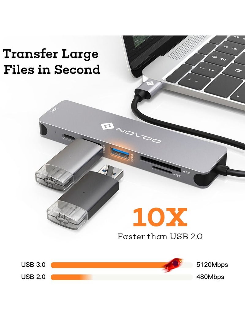 NOVOO Novoo USBC Hub 6 In 1 With HDMI 4K Adapter Power Delivery SD Card Reader  - Image 2