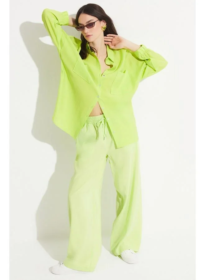 JUNE June Exclusive Modal Blend Pocket Detailed Shirt Light Green
